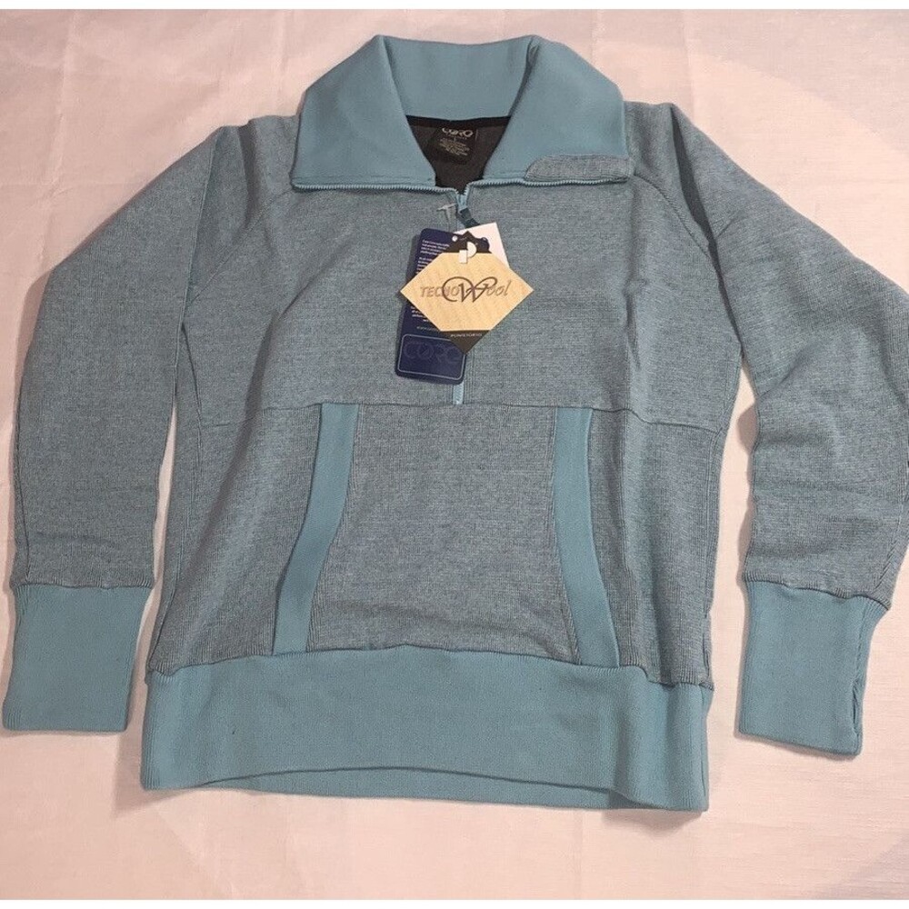 CoreConcepts Wool Fleece sweater Ski hiking Pullover zip Blue New fleece